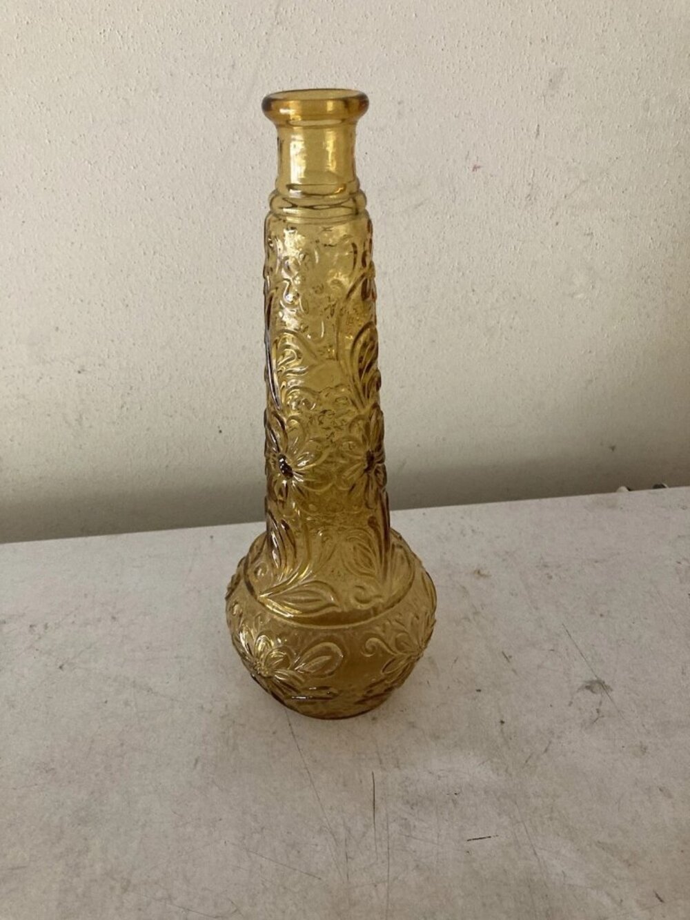Vintage DABS Portugal AMBER Glass Genie Bottle Decanter Vase